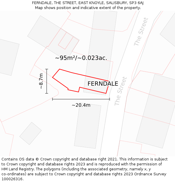 FERNDALE, THE STREET, EAST KNOYLE, SALISBURY, SP3 6AJ: Plot and title map