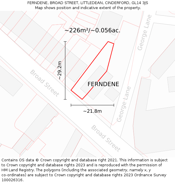 FERNDENE, BROAD STREET, LITTLEDEAN, CINDERFORD, GL14 3JS: Plot and title map