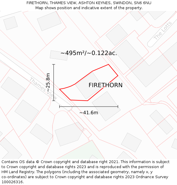 FIRETHORN, THAMES VIEW, ASHTON KEYNES, SWINDON, SN6 6NU: Plot and title map