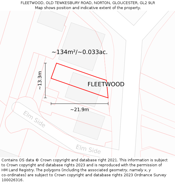 FLEETWOOD, OLD TEWKESBURY ROAD, NORTON, GLOUCESTER, GL2 9LR: Plot and title map