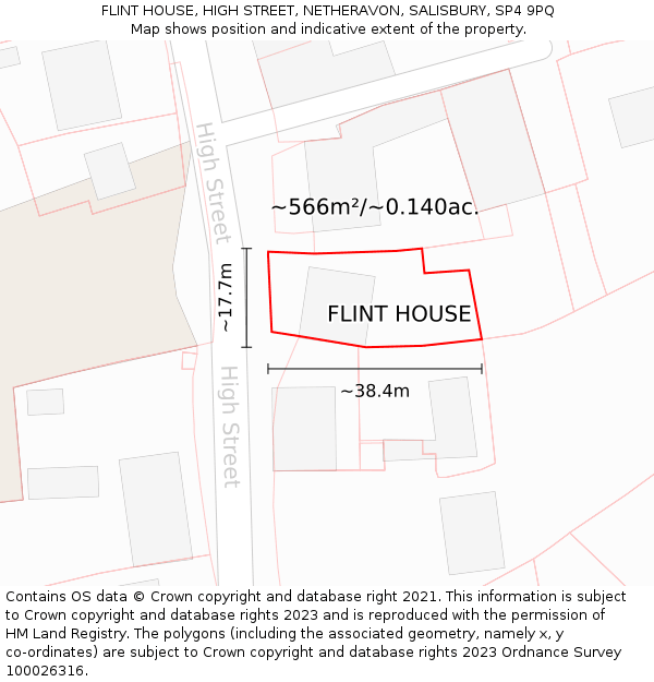 FLINT HOUSE, HIGH STREET, NETHERAVON, SALISBURY, SP4 9PQ: Plot and title map