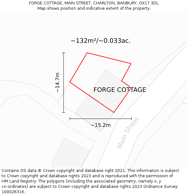 FORGE COTTAGE, MAIN STREET, CHARLTON, BANBURY, OX17 3DL: Plot and title map