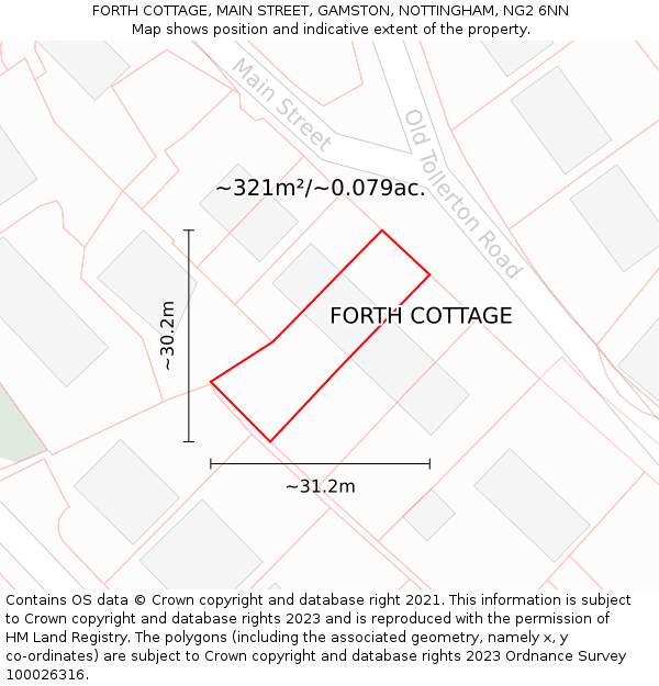 FORTH COTTAGE, MAIN STREET, GAMSTON, NOTTINGHAM, NG2 6NN: Plot and title map