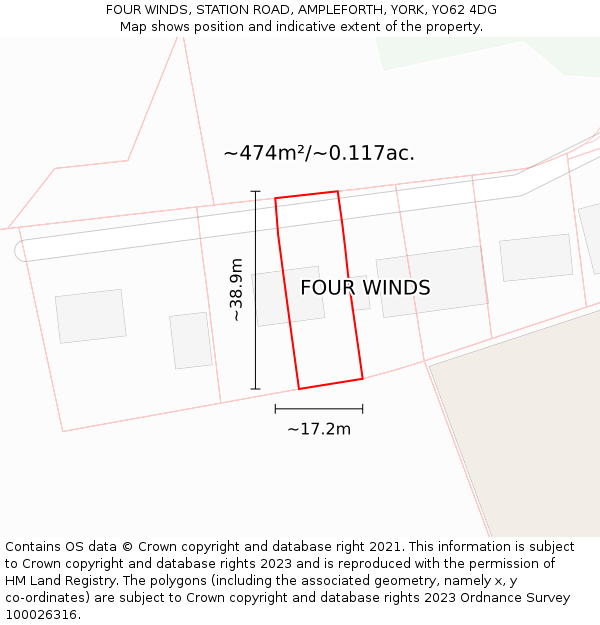 FOUR WINDS, STATION ROAD, AMPLEFORTH, YORK, YO62 4DG: Plot and title map
