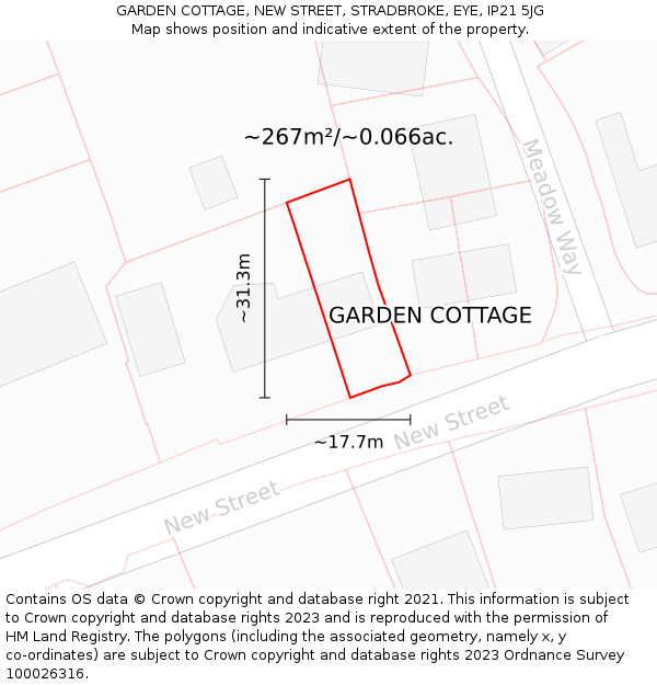 GARDEN COTTAGE, NEW STREET, STRADBROKE, EYE, IP21 5JG: Plot and title map