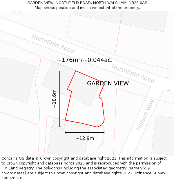 GARDEN VIEW, NORTHFIELD ROAD, NORTH WALSHAM, NR28 0AS: Plot and title map