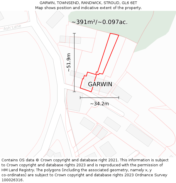 GARWIN, TOWNSEND, RANDWICK, STROUD, GL6 6ET: Plot and title map