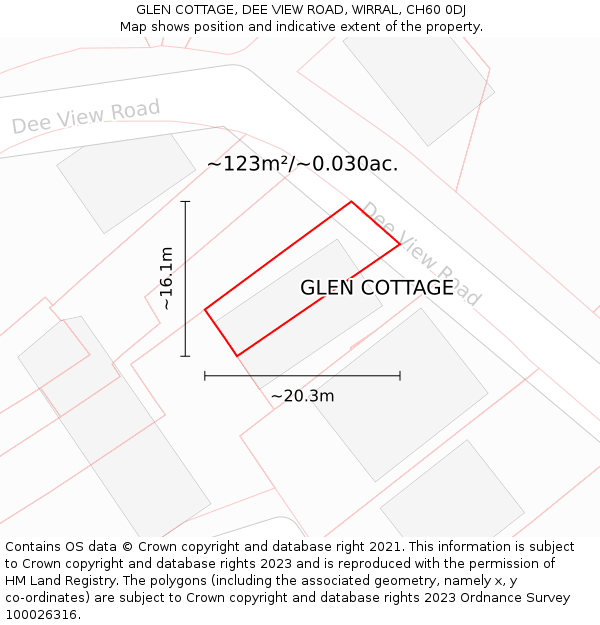 GLEN COTTAGE, DEE VIEW ROAD, WIRRAL, CH60 0DJ: Plot and title map