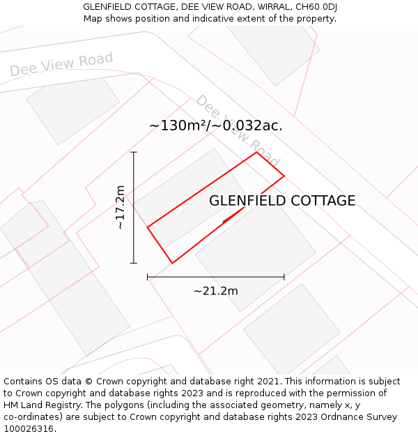 GLENFIELD COTTAGE, DEE VIEW ROAD, WIRRAL, CH60 0DJ: Plot and title map