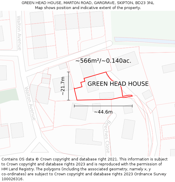 GREEN HEAD HOUSE, MARTON ROAD, GARGRAVE, SKIPTON, BD23 3NL: Plot and title map