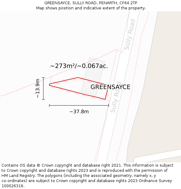 GREENSAYCE, SULLY ROAD, PENARTH, CF64 2TP: Plot and title map