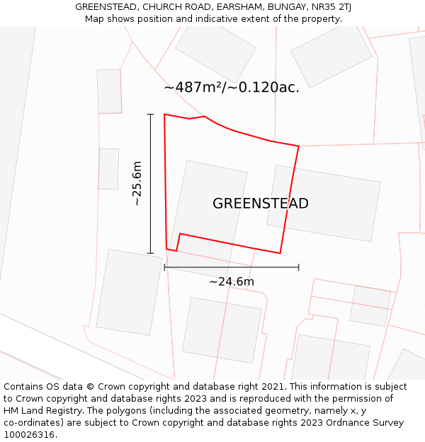 GREENSTEAD, CHURCH ROAD, EARSHAM, BUNGAY, NR35 2TJ: Plot and title map