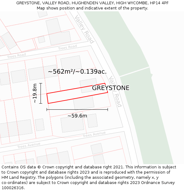 GREYSTONE, VALLEY ROAD, HUGHENDEN VALLEY, HIGH WYCOMBE, HP14 4PF: Plot and title map