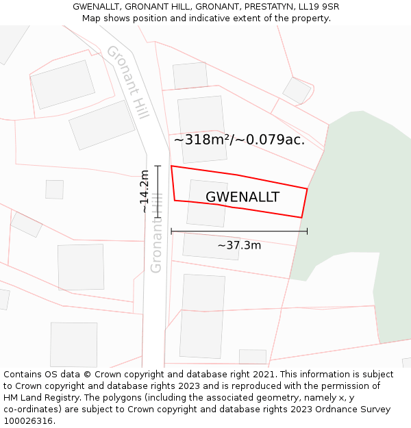 GWENALLT, GRONANT HILL, GRONANT, PRESTATYN, LL19 9SR: Plot and title map