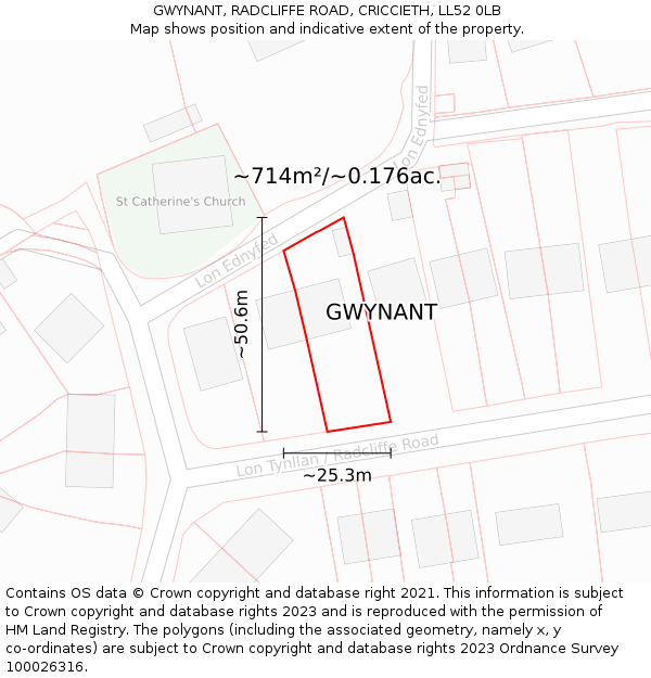 GWYNANT, RADCLIFFE ROAD, CRICCIETH, LL52 0LB: Plot and title map