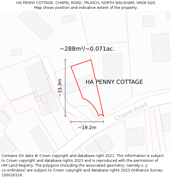 HA PENNY COTTAGE, CHAPEL ROAD, TRUNCH, NORTH WALSHAM, NR28 0QG: Plot and title map