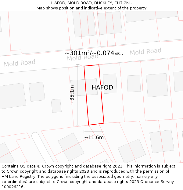 HAFOD, MOLD ROAD, BUCKLEY, CH7 2NU: Plot and title map