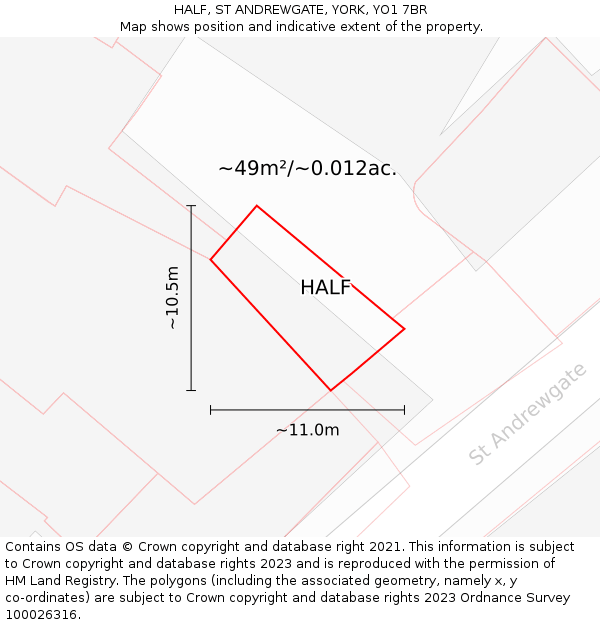 HALF, ST ANDREWGATE, YORK, YO1 7BR: Plot and title map