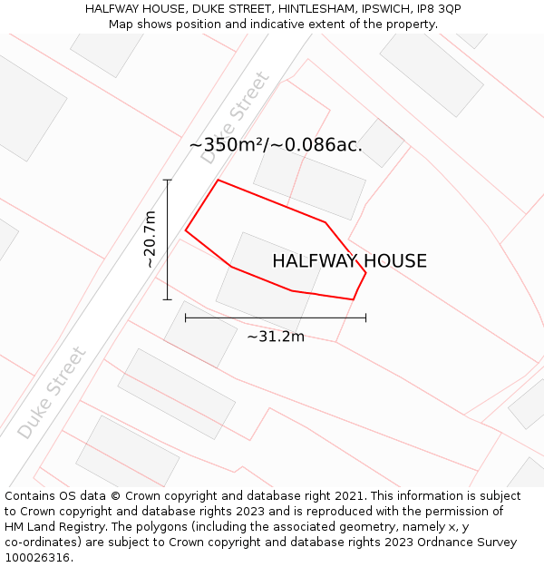 HALFWAY HOUSE, DUKE STREET, HINTLESHAM, IPSWICH, IP8 3QP: Plot and title map