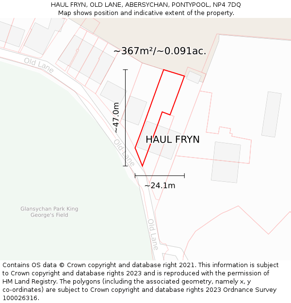 HAUL FRYN, OLD LANE, ABERSYCHAN, PONTYPOOL, NP4 7DQ: Plot and title map