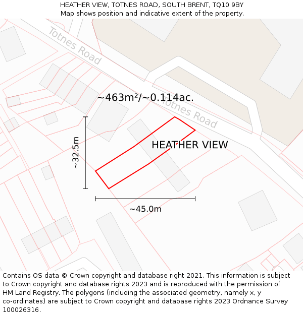 HEATHER VIEW, TOTNES ROAD, SOUTH BRENT, TQ10 9BY: Plot and title map