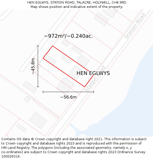 HEN EGLWYS, STATION ROAD, TALACRE, HOLYWELL, CH8 9RD: Plot and title map
