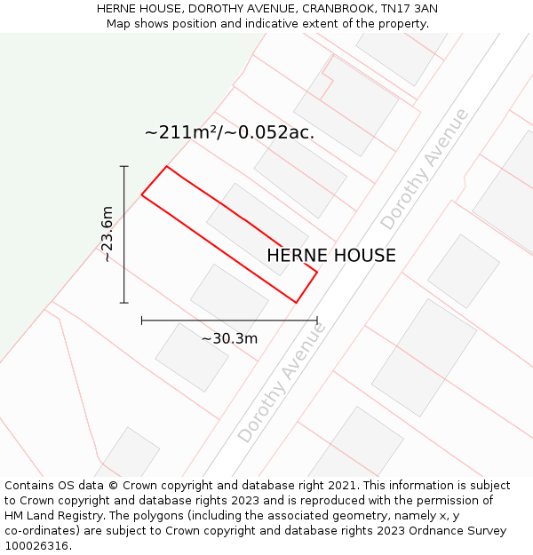 HERNE HOUSE, DOROTHY AVENUE, CRANBROOK, TN17 3AN: Plot and title map