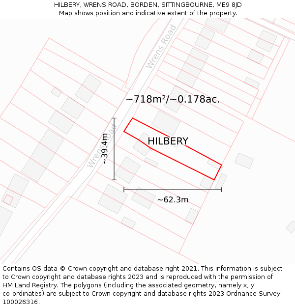 HILBERY, WRENS ROAD, BORDEN, SITTINGBOURNE, ME9 8JD: Plot and title map