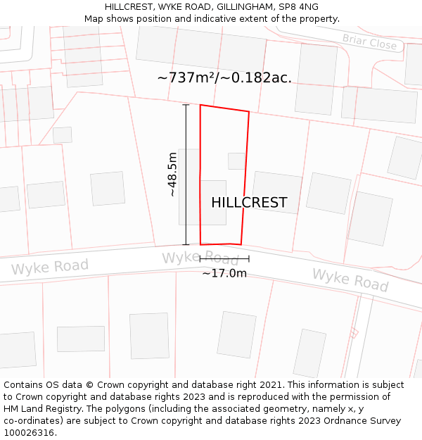 HILLCREST, WYKE ROAD, GILLINGHAM, SP8 4NG: Plot and title map