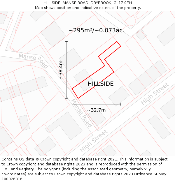 HILLSIDE, MANSE ROAD, DRYBROOK, GL17 9EH: Plot and title map