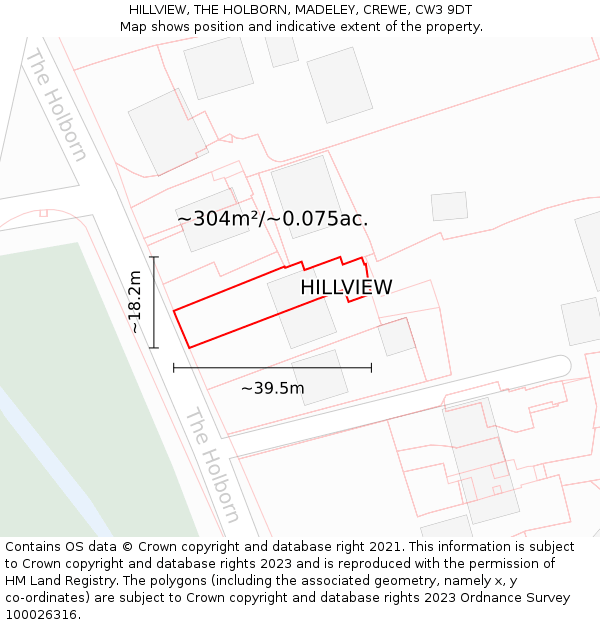 HILLVIEW, THE HOLBORN, MADELEY, CREWE, CW3 9DT: Plot and title map