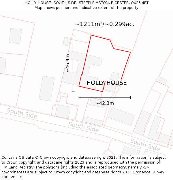 HOLLY HOUSE, SOUTH SIDE, STEEPLE ASTON, BICESTER, OX25 4RT: Plot and title map