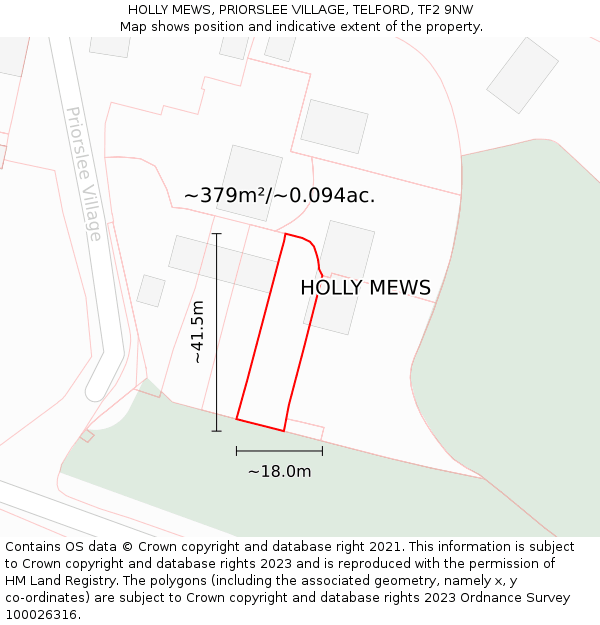 HOLLY MEWS, PRIORSLEE VILLAGE, TELFORD, TF2 9NW: Plot and title map