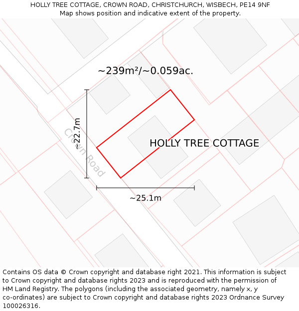 HOLLY TREE COTTAGE, CROWN ROAD, CHRISTCHURCH, WISBECH, PE14 9NF: Plot and title map