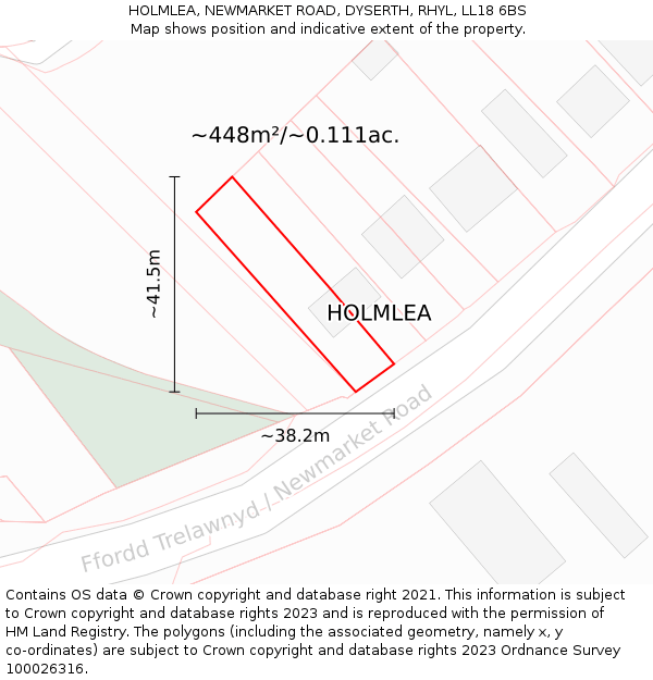 HOLMLEA, NEWMARKET ROAD, DYSERTH, RHYL, LL18 6BS: Plot and title map