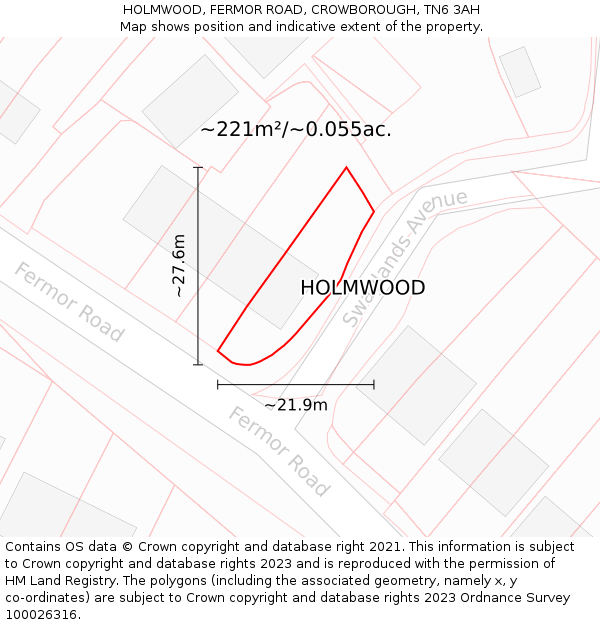 HOLMWOOD, FERMOR ROAD, CROWBOROUGH, TN6 3AH: Plot and title map