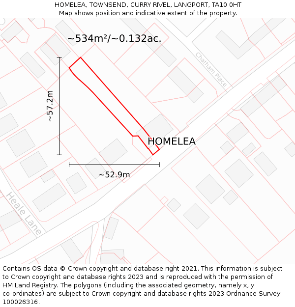 HOMELEA, TOWNSEND, CURRY RIVEL, LANGPORT, TA10 0HT: Plot and title map