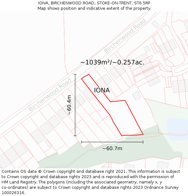 IONA, BIRCHENWOOD ROAD, STOKE-ON-TRENT, ST6 5RP: Plot and title map