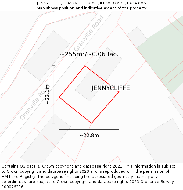 JENNYCLIFFE, GRANVILLE ROAD, ILFRACOMBE, EX34 8AS: Plot and title map