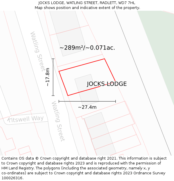 JOCKS LODGE, WATLING STREET, RADLETT, WD7 7HL: Plot and title map