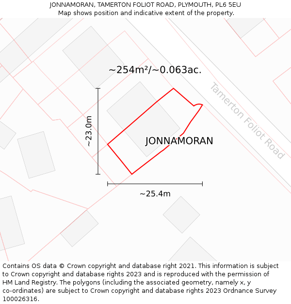 JONNAMORAN, TAMERTON FOLIOT ROAD, PLYMOUTH, PL6 5EU: Plot and title map