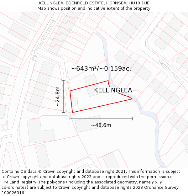 KELLINGLEA, EDENFIELD ESTATE, HORNSEA, HU18 1UE: Plot and title map