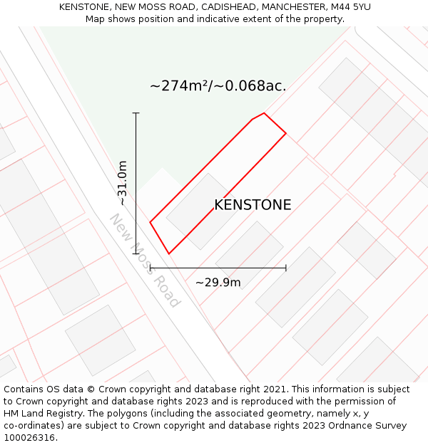 KENSTONE, NEW MOSS ROAD, CADISHEAD, MANCHESTER, M44 5YU: Plot and title map