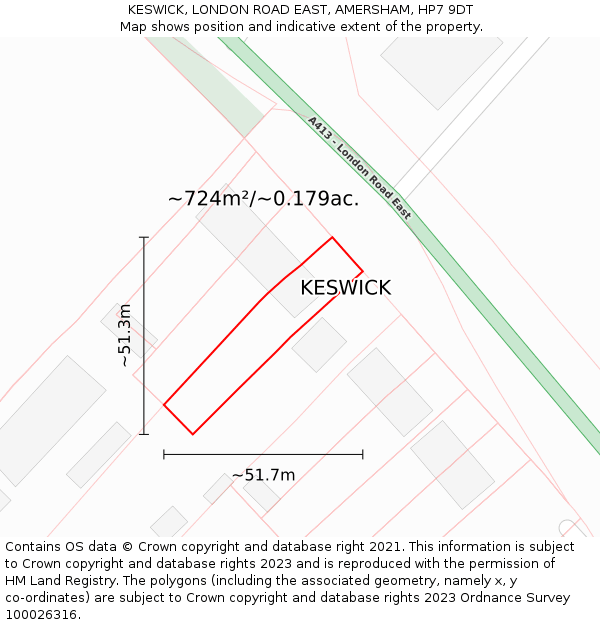 KESWICK, LONDON ROAD EAST, AMERSHAM, HP7 9DT: Plot and title map