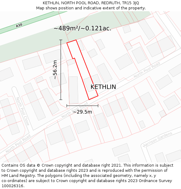 KETHLIN, NORTH POOL ROAD, REDRUTH, TR15 3JQ: Plot and title map