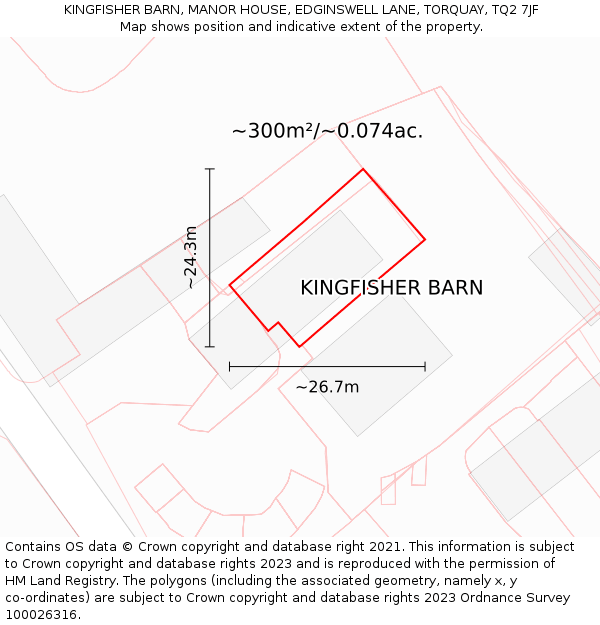KINGFISHER BARN, MANOR HOUSE, EDGINSWELL LANE, TORQUAY, TQ2 7JF: Plot and title map