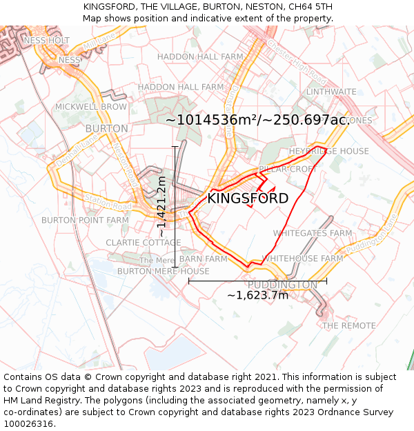 KINGSFORD, THE VILLAGE, BURTON, NESTON, CH64 5TH: Plot and title map