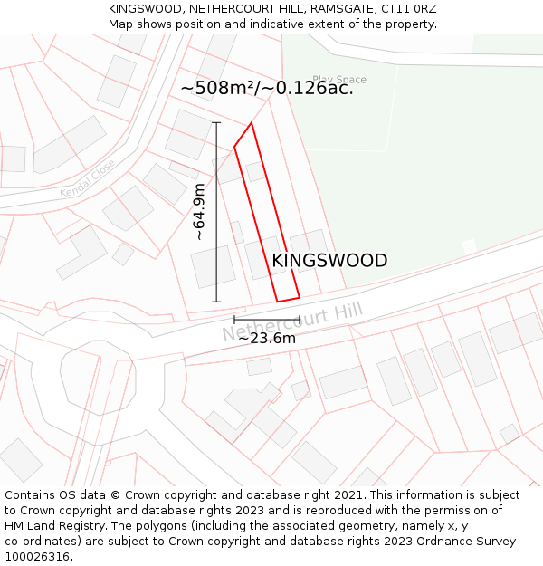 KINGSWOOD, NETHERCOURT HILL, RAMSGATE, CT11 0RZ: Plot and title map