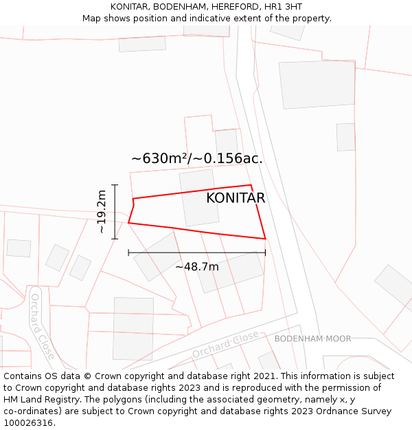 KONITAR, BODENHAM, HEREFORD, HR1 3HT: Plot and title map