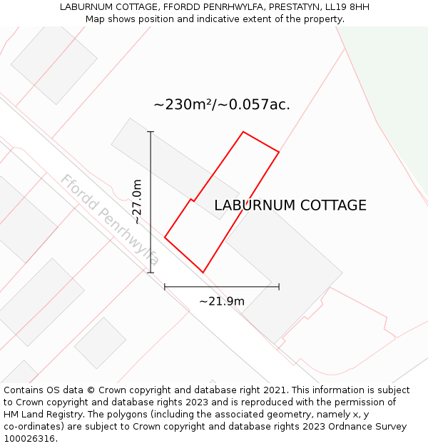 LABURNUM COTTAGE, FFORDD PENRHWYLFA, PRESTATYN, LL19 8HH: Plot and title map